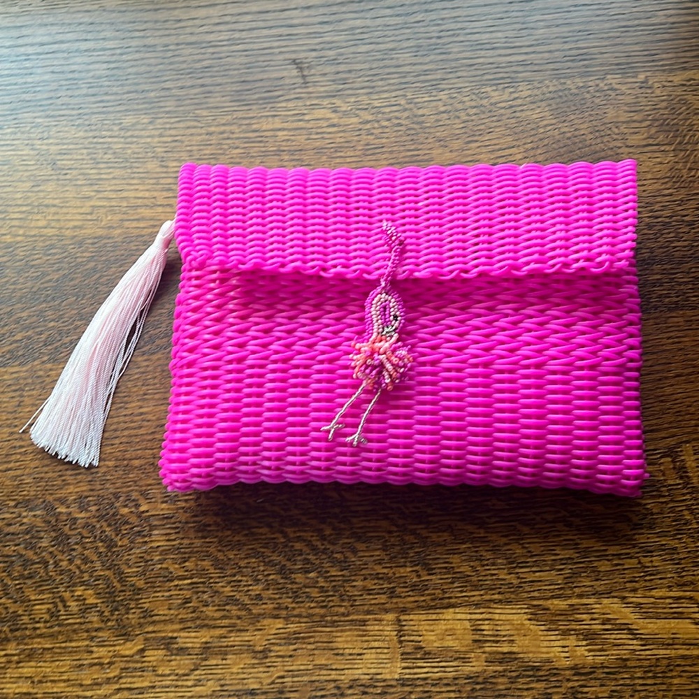 Recycled Plastic flamingo clutch